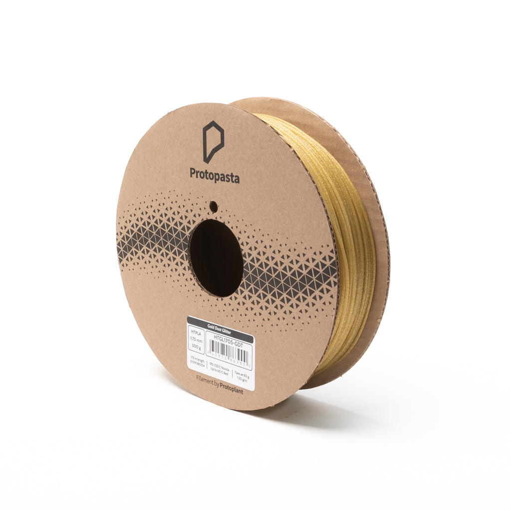 Gold Dust HTPLA  Gold Sparkly Glitter PLA Filament – Protoplant, makers of  Protopasta