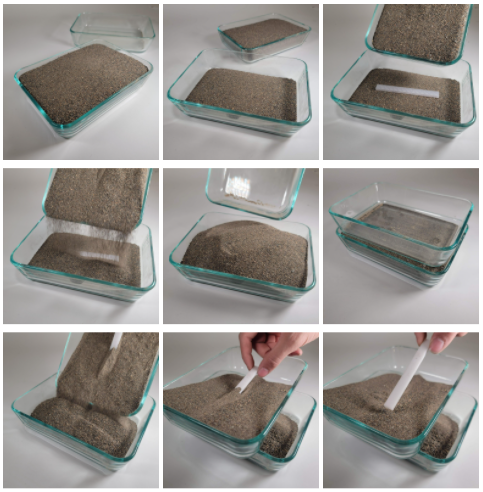 Heat treating with sand for lower distortion