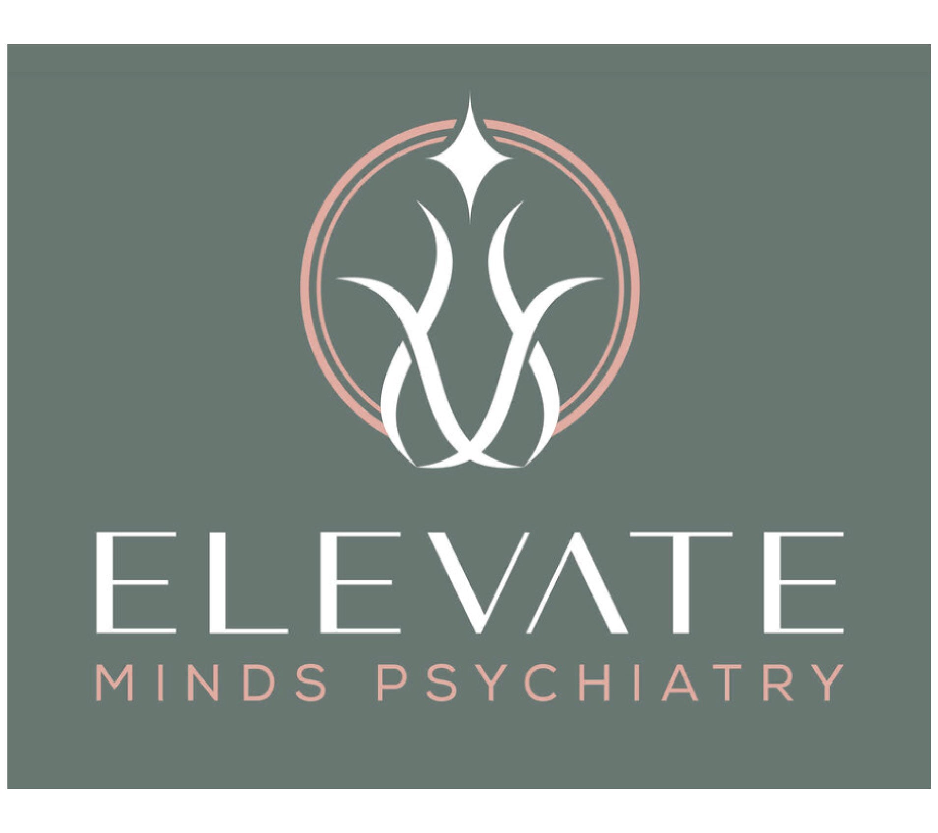 a green and pink logo from elevate minds psychiatry